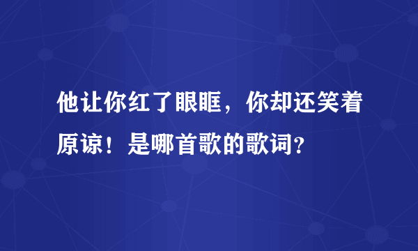 他让你红了眼眶，你却还笑着原谅！是哪首歌的歌词？