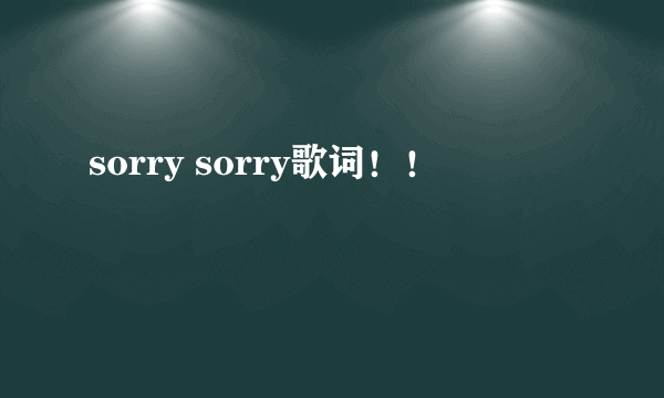 sorry sorry歌词！！