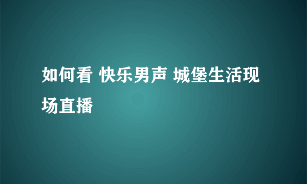 如何看 快乐男声 城堡生活现场直播