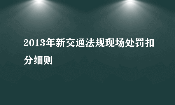 2013年新交通法规现场处罚扣分细则