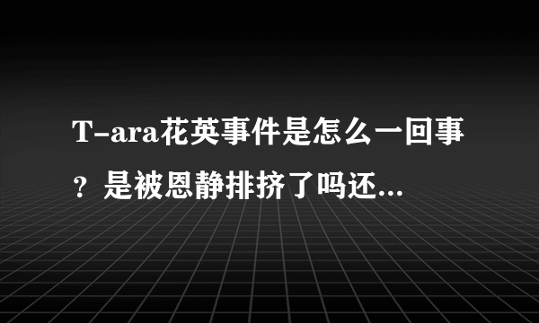 T-ara花英事件是怎么一回事？是被恩静排挤了吗还是什么的。雅琳又为什么发IG说最恨的人是...