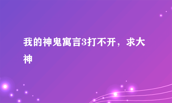 我的神鬼寓言3打不开，求大神