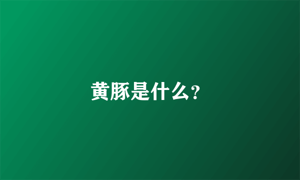 黄豚是什么？