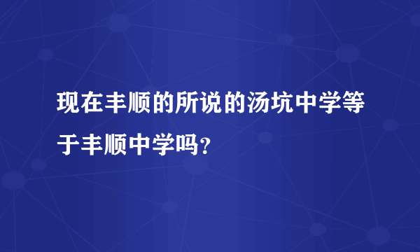 现在丰顺的所说的汤坑中学等于丰顺中学吗？