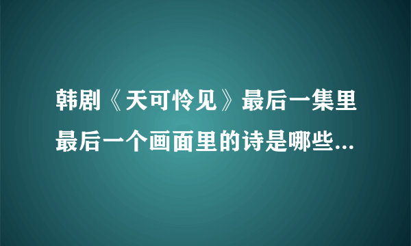 韩剧《天可怜见》最后一集里最后一个画面里的诗是哪些内容呀？