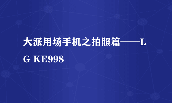 大派用场手机之拍照篇——LG KE998