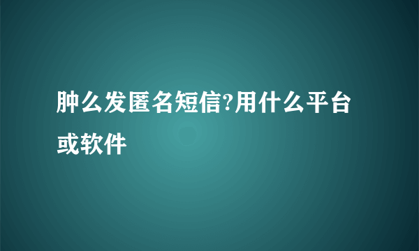 肿么发匿名短信?用什么平台或软件