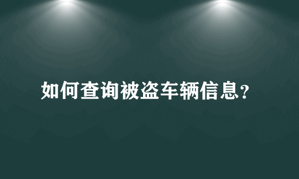 如何查询被盗车辆信息？