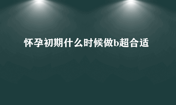 怀孕初期什么时候做b超合适