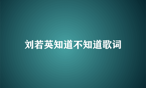 刘若英知道不知道歌词