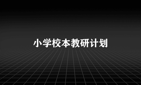 小学校本教研计划