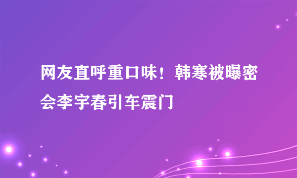 网友直呼重口味！韩寒被曝密会李宇春引车震门