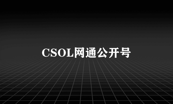 CSOL网通公开号