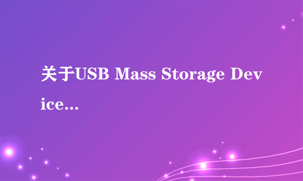 关于USB Mass Storage Device的问题，U盘插上不显示，高手来