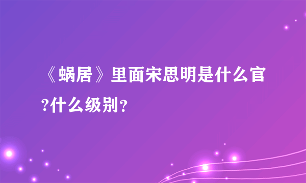 《蜗居》里面宋思明是什么官?什么级别？