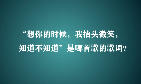 “想你的时候，我抬头微笑，知道不知道”是哪首歌的歌词？