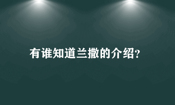 有谁知道兰撒的介绍？