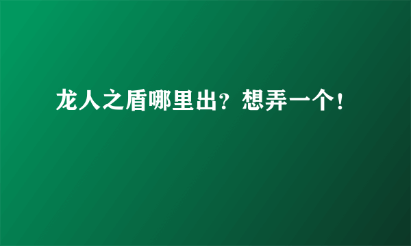 龙人之盾哪里出？想弄一个！