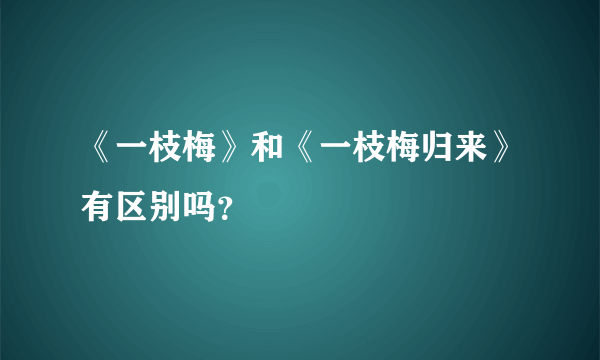 《一枝梅》和《一枝梅归来》有区别吗？