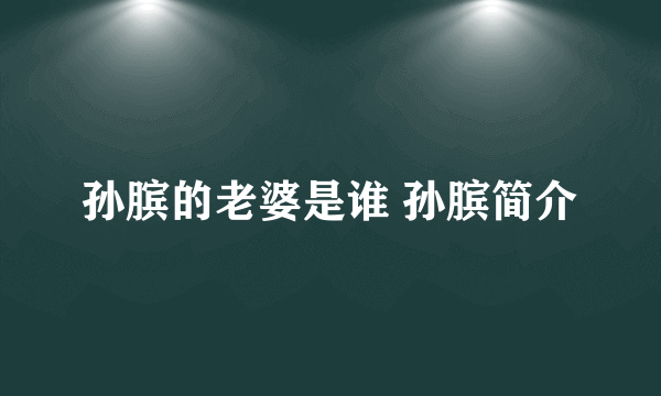 孙膑的老婆是谁 孙膑简介