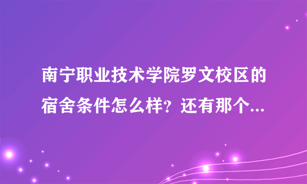 南宁职业技术学院罗文校区的宿舍条件怎么样？还有那个学校的风气怎么样？