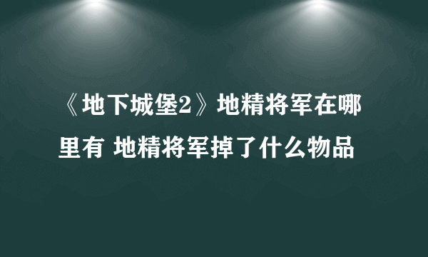 《地下城堡2》地精将军在哪里有 地精将军掉了什么物品