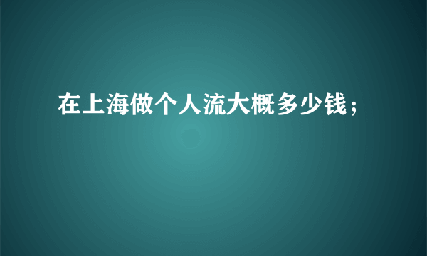 在上海做个人流大概多少钱；