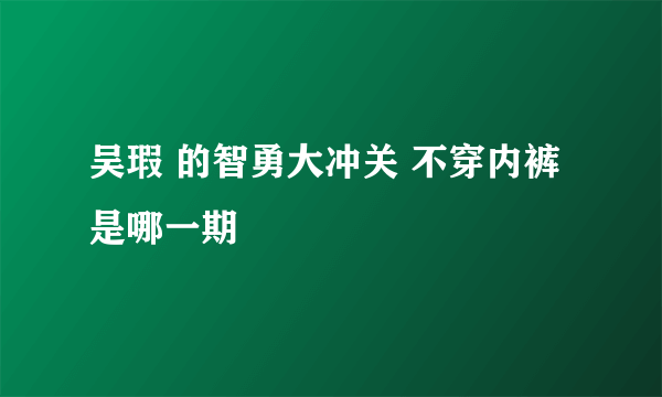 吴瑕 的智勇大冲关 不穿内裤是哪一期