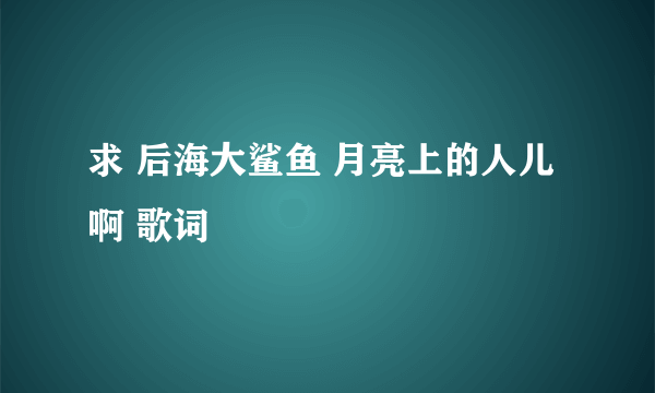 求 后海大鲨鱼 月亮上的人儿啊 歌词