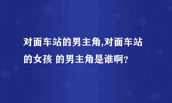 对面车站的男主角,对面车站的女孩 的男主角是谁啊？