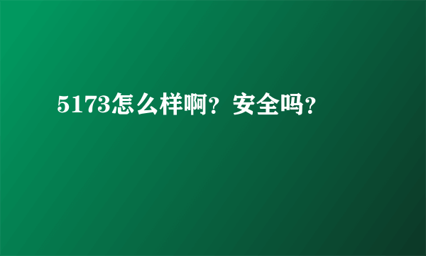 5173怎么样啊？安全吗？