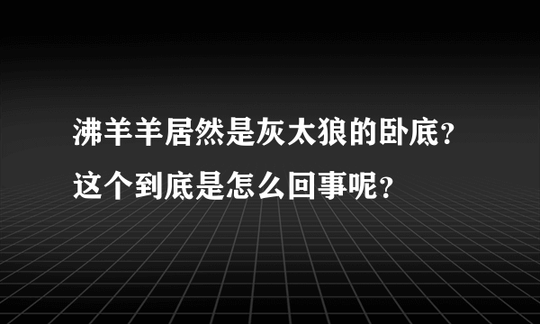 沸羊羊居然是灰太狼的卧底？这个到底是怎么回事呢？