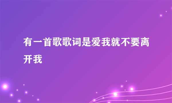 有一首歌歌词是爱我就不要离开我