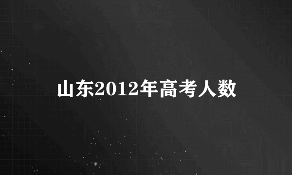 山东2012年高考人数