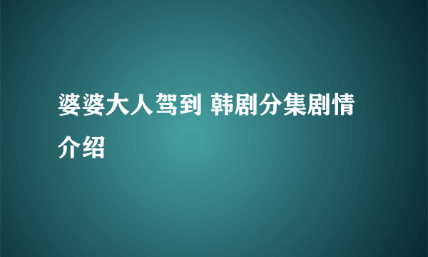 婆婆大人驾到 韩剧分集剧情介绍