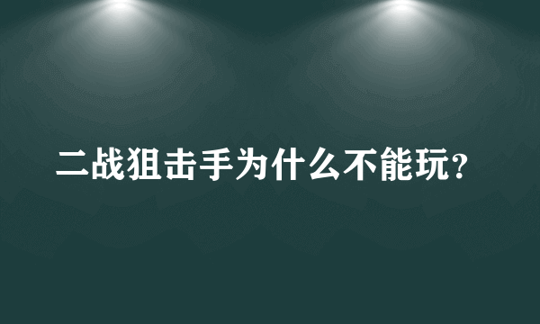 二战狙击手为什么不能玩？