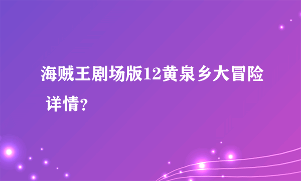 海贼王剧场版12黄泉乡大冒险 详情？