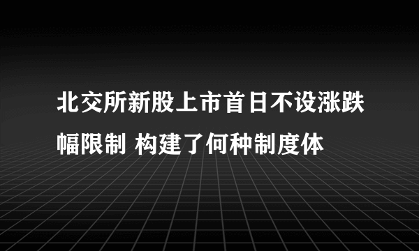 北交所新股上市首日不设涨跌幅限制 构建了何种制度体