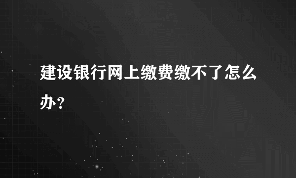 建设银行网上缴费缴不了怎么办？