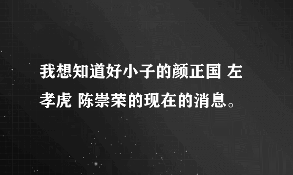 我想知道好小子的颜正国 左孝虎 陈崇荣的现在的消息。