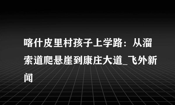 喀什皮里村孩子上学路：从溜索道爬悬崖到康庄大道_飞外新闻