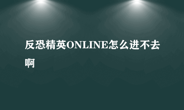 反恐精英ONLINE怎么进不去啊