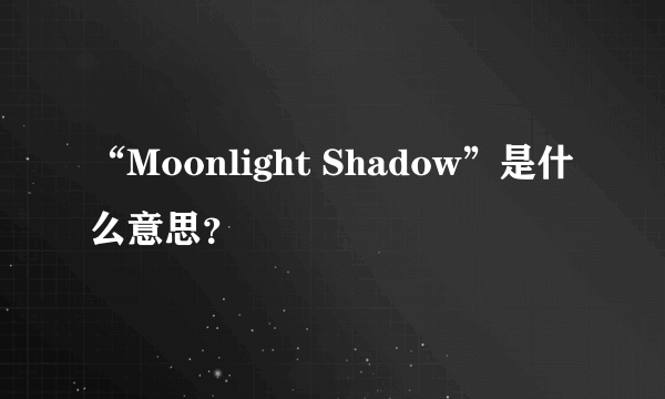 “Moonlight Shadow”是什么意思？