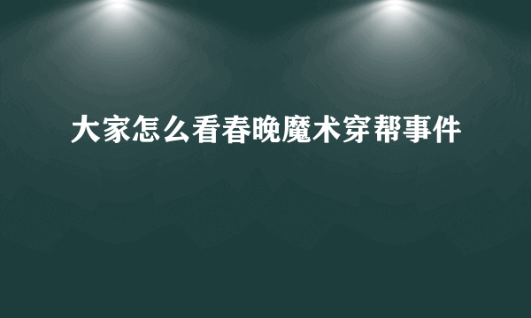 大家怎么看春晚魔术穿帮事件