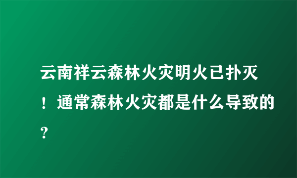 云南祥云森林火灾明火已扑灭！通常森林火灾都是什么导致的？