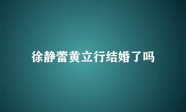 徐静蕾黄立行结婚了吗