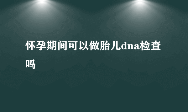 怀孕期间可以做胎儿dna检查吗