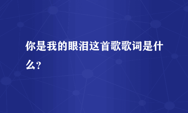 你是我的眼泪这首歌歌词是什么？