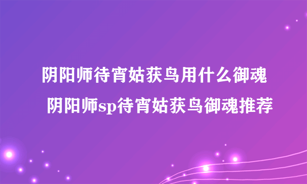 阴阳师待宵姑获鸟用什么御魂 阴阳师sp待宵姑获鸟御魂推荐