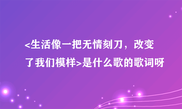 <生活像一把无情刻刀，改变了我们模样>是什么歌的歌词呀